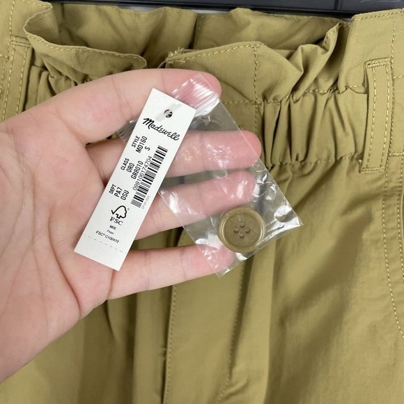 Madewell Ripstop Pull-On Paperbag Pants Beige High Rise Straight Leg Size S - Picture 7 of 8